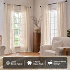 jinchan Belrose 4 Panel Curtains Set 90 Inch Length Floral Curtains Linen Blend - Image 2