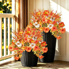 4 Pcs Large Artificial Fall Petunias Flowers with 4 Pcs Monkey Grass
