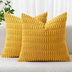 MIULEE Pack of 2 Corduroy Decorative Throw Pillow Covers 12x12 Inch Soft Boho by MIULEE