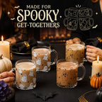 4 Pcs 12oz Halloween Ghosts Glass Coffee Mugs with Handle