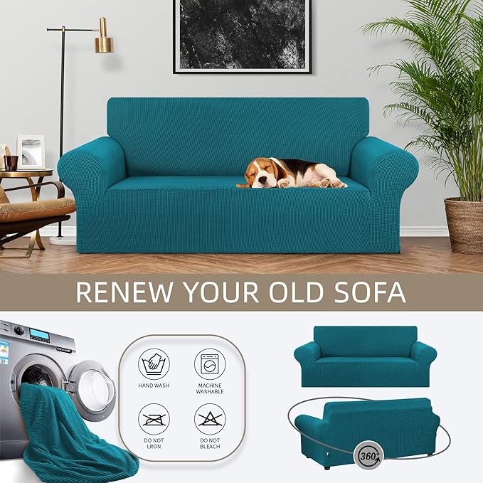 KEKUOU Stretch Loveseat Sofa Cover Slipcover, Couch Covers - Image 3