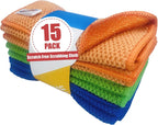 24-Pack Reusable, Scrub Dish Cloth –Non-Scratch Microfiber Scrubber, Planet-Friendly, Easy Rinsing, Quick Dry, Dishwasher Safe Cloth for Kitchen & Household, 6 x 6 Inch, Orange, Blue & Green Assorted