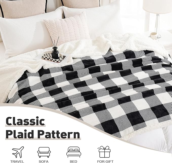 PU MEI Sherpa Fleece Throw Blanket 60" x 80" Reversible Plush Fluffy Large Big - Image 6