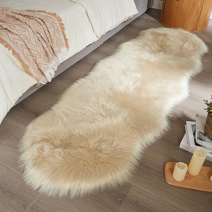AMTOVO Faux Sheepskin Rug, 2 x 6 ft Faux Fur Rug - Image 4