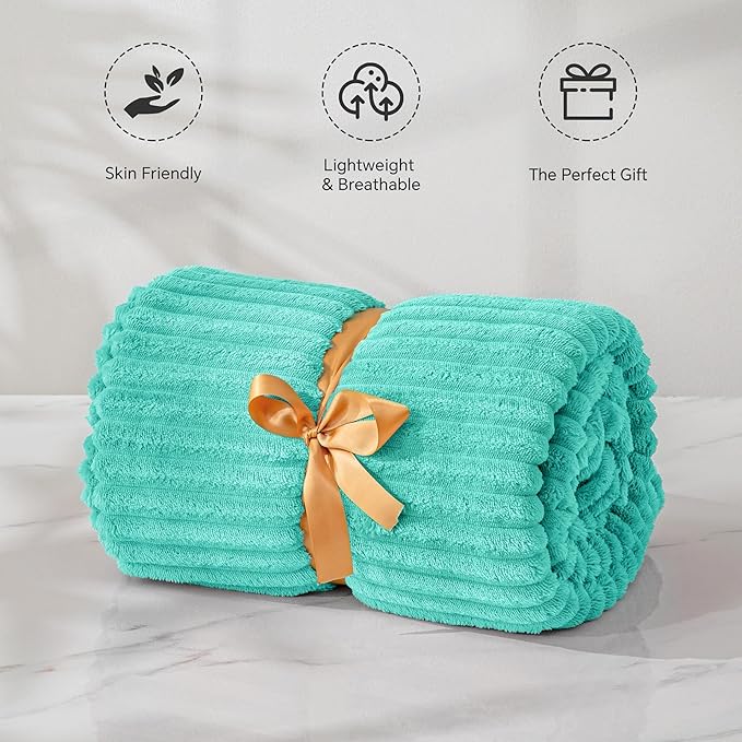 BEDELITE Fleece Throw Blanket for Couch – 3D Ribbed Jacquard Soft and Warm - Image 5