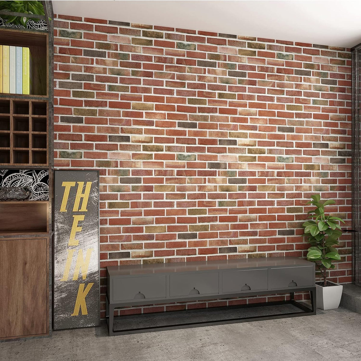 Art3d 10-Pack Durable Faux Brick Peel and Stick 3D Wall Panels, Red Brown
