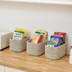 R RUNKA Small Cotton Rope Basket – Storage Bin for Organizing (10.6" x 6.7" x 6.7"), Bathroom Storage Basket for Shelf, Counter & Closet（Beige）