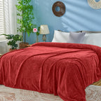 inhand Fleece Twin Blanket for Bed Ruby red Throw Blanket for Couch Super Soft - Image 4