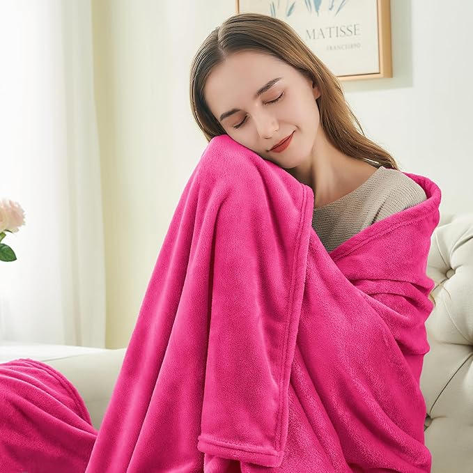 BEDELITE Fleece Blankets Queen Size Hot Pink Throw Blankets - Image 3