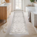 Light Grey 2x6 Boho Bathroom Runner Rug by HazoHaus