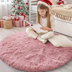 OLANLY Pale Pink Round Rugs for Bedroom by OLANLY