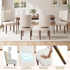 Jocoevol Dining Chairs Set of 4, Upholstered Kitchen & Dining Chairs with Curved Backrest,Thick Cushioned Seats & Solid Wood Legs, Mid-Century Modern Kitchen Chairs for Dining Room