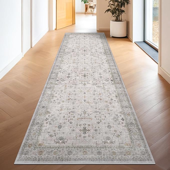 Hazo Haus Light Gray Washable 2'6"x8' Wide Runner Rugs - Image 6