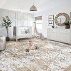 9x12 Area Rug for Living Room, Washable Modern Abstract Large Area Rug Neutral - Image 3