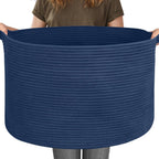 Extra Large Red Basket for Organizing, 22" X 22" X 14" Woven Cotton Rope Bins for Blankets, Baby Nursery Wicker Laundry Basket, Kids Dog Toy Storage Box, Big Red Living Room Decor Organizer