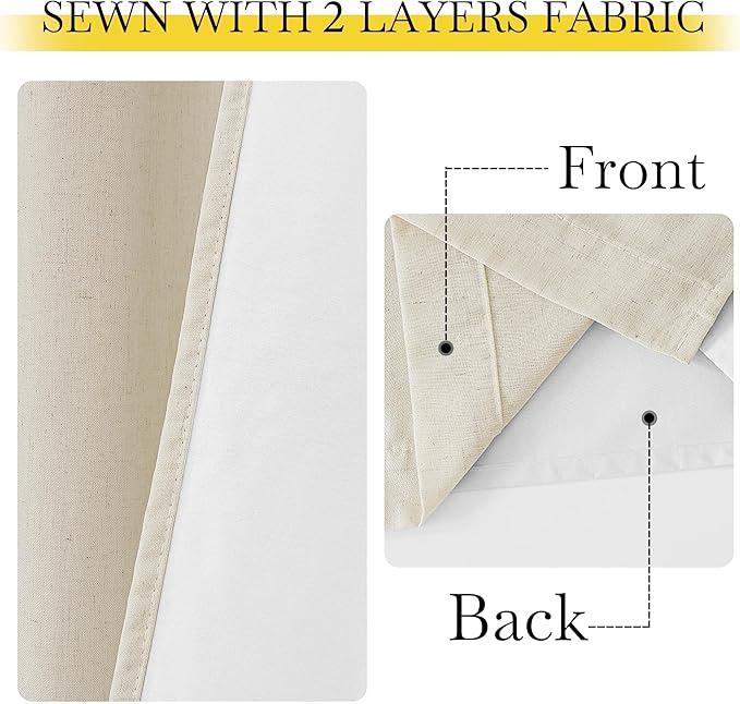NICETOWN Natural Thick Linen Full Blackout Curtains - Image 6