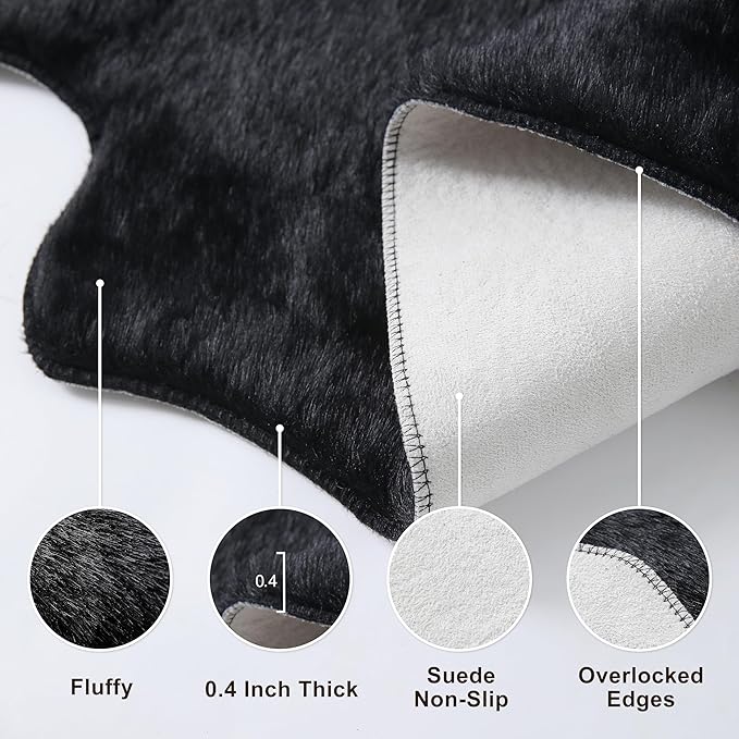 Black Faux Cowhide Rug: Cow Hide Cow Print Rug - Image 3