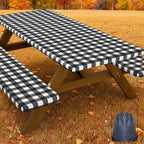 Smiry 5FT Picnic Table Cover with Bench Covers, Elastic Fitted Tablecloth