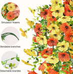 Artificial Fall Flowers for Outdoors UV Resistant Orange Fake Mums Decor