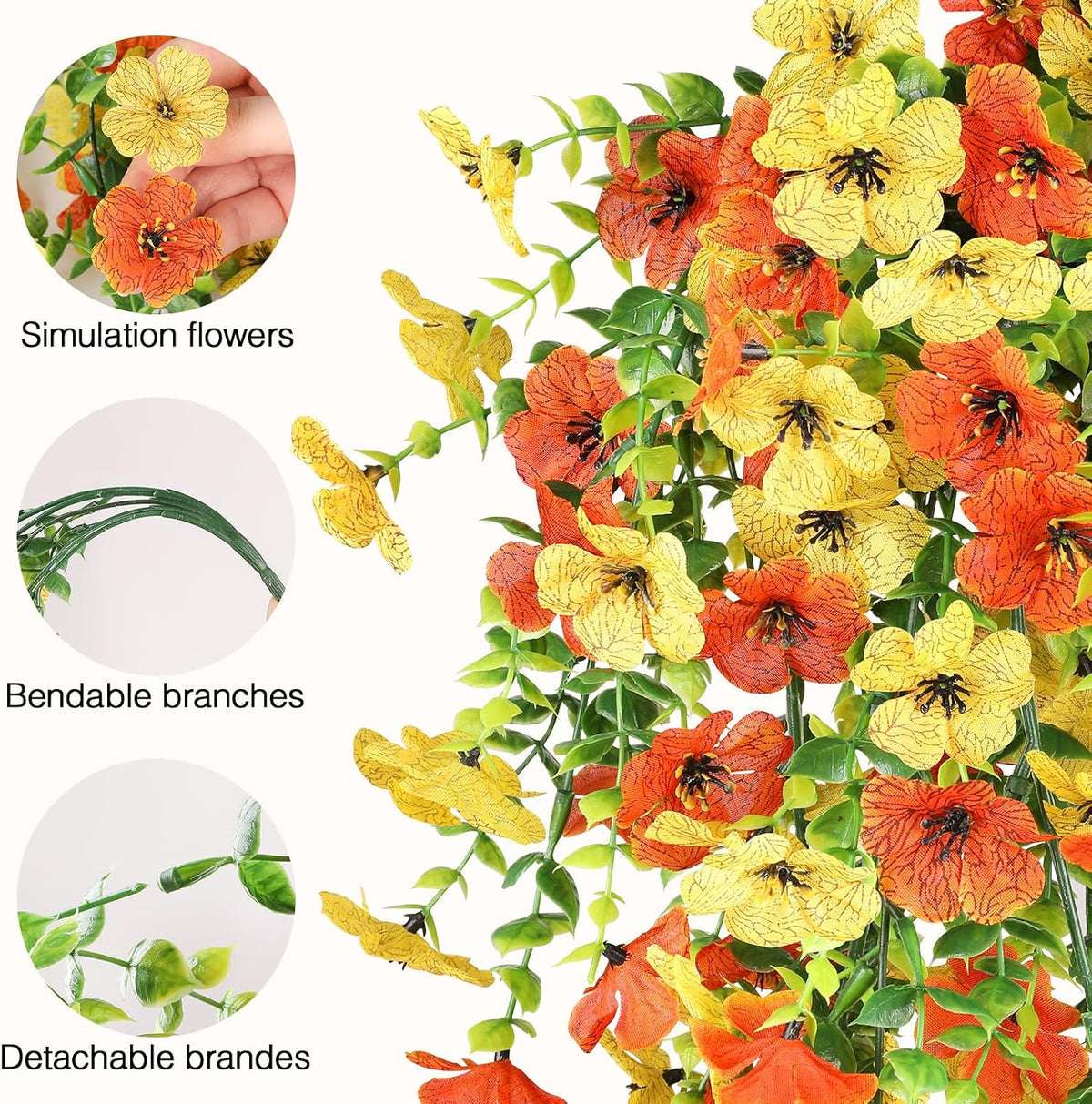 Artificial Fall Flowers for Outdoors UV Resistant Orange Fake Mums Decor
