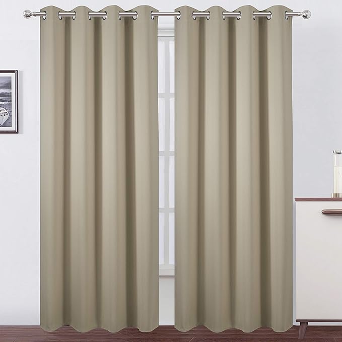 LEMOMO Beige Thermal Blackout Curtains/52 x 95 Inch/Set of 2 Panels Room by Lemomo