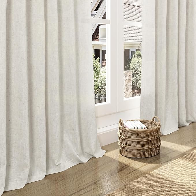 Nanspring Mousse White Linen Curtains 63 Inch Length - Image 5