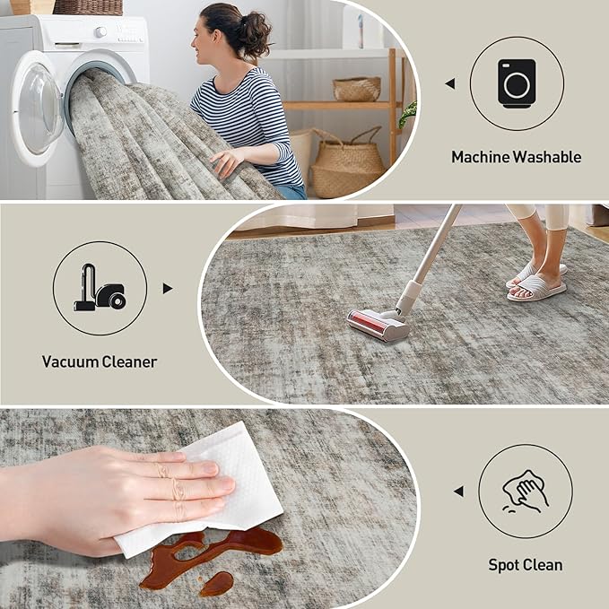 5x7 Area Rugs Washable Rug: Modern Abstract Living Room Rug Soft Anti-Skid Thin - Image 4
