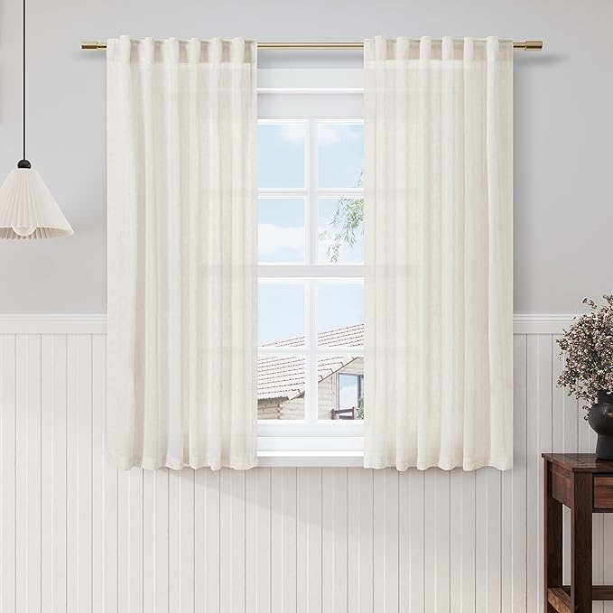 Nanspring Cream Cafe Curtains 54 Inch Length by Nanspring
