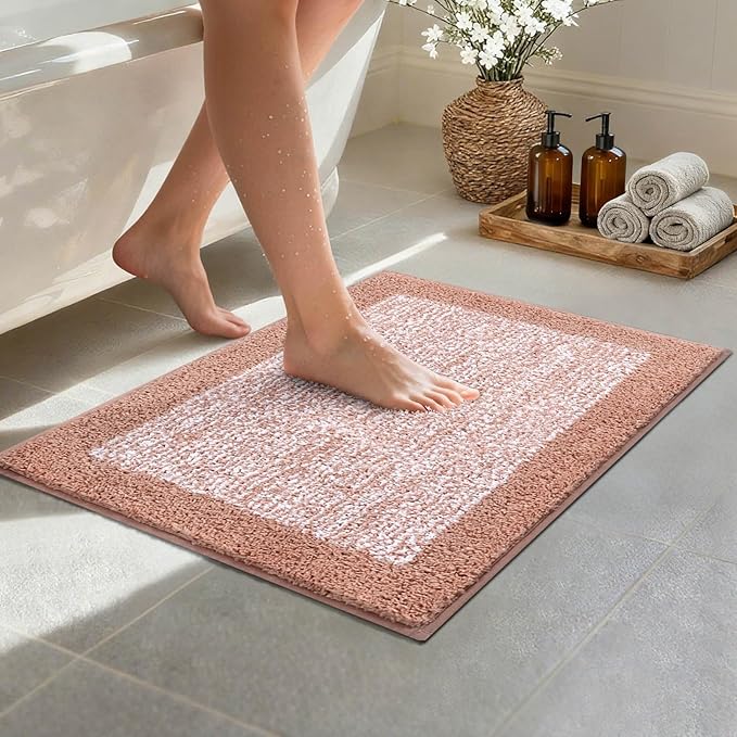 Bathroom Rugs 24x17 Non Slip Washable, Soft Absorbent Quick Dry Mats by Unknown
