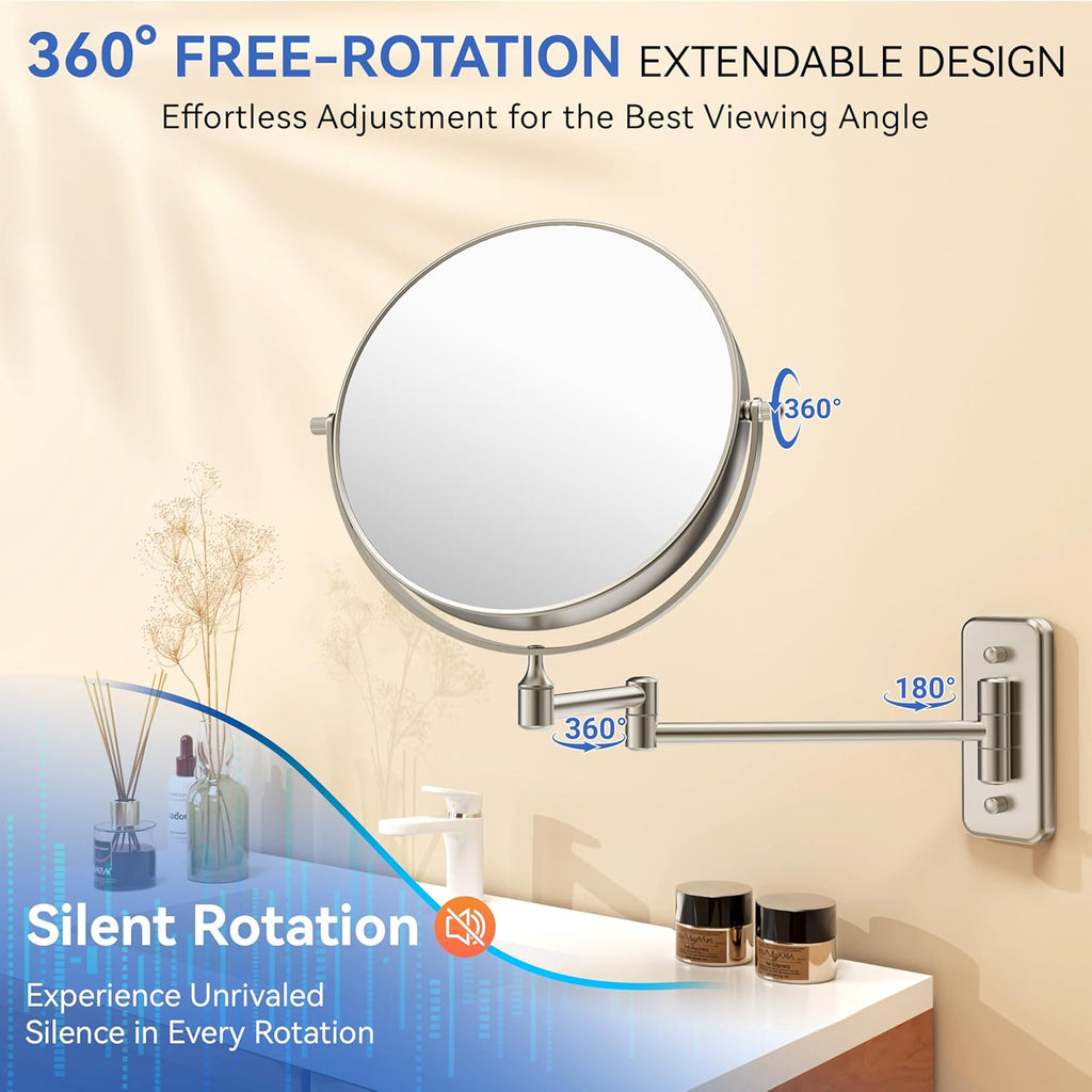 Auxmir 8" Double-Sided Wall-Mounted Makeup Mirror, 1X/30X Magnifying Mirror