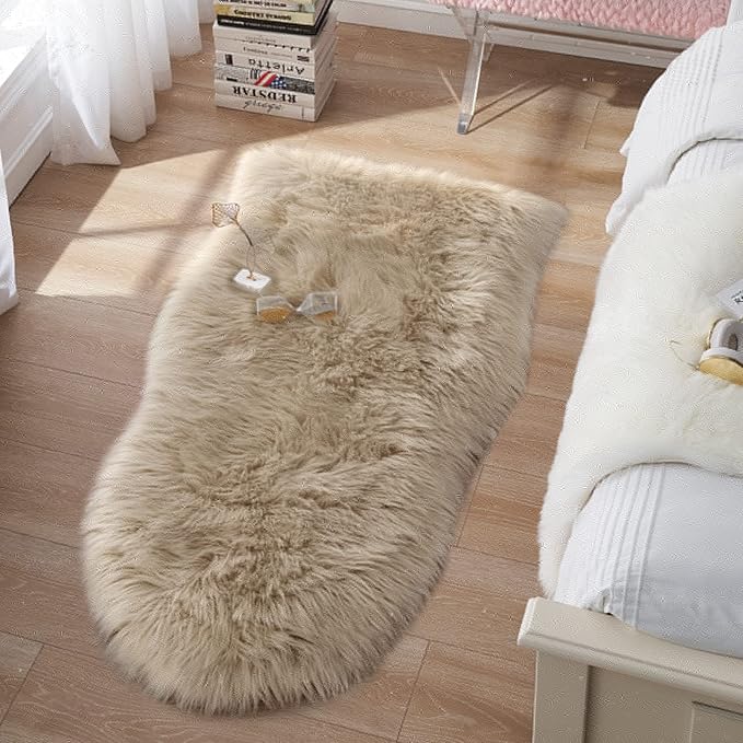 Small Faux Fur Sheepskin Rug 2x4 ft Ultra Soft Chair Sofa Cover Seat Pad - Image 2
