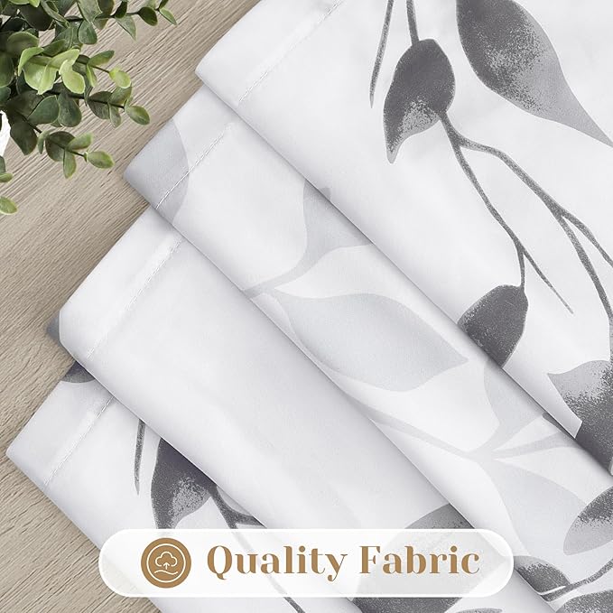 HOMEIDEAS Non-See-Through Light Grey and White Privacy Sheer Curtains 52 X 96 - Image 4