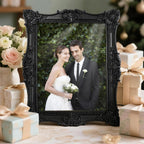 Picture Frame,Vintage Black Ornate Textured Hand-Crafted Resin Photo Frame with Easel & Hook for Tabletop & Wall Display, Retro Design Home Decor (Black, 8x10inch)