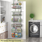 Moforoco Sage Green Over The Door Pantry Organizer, Pantry Door Organizer Shelves, Kitchen Organizers and Storage, Hanging Basket Wall Spice Rack Seasoning Shelves