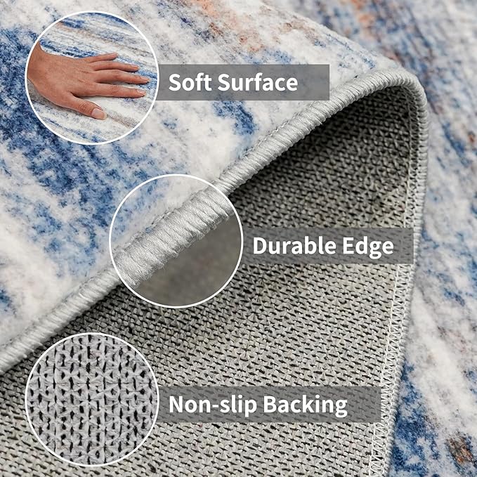 5x7 Area Rug for Living Room: Non-Slip Washable Rugs for Dining Room Bedroom - Image 5