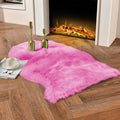 duduta Hot Pink Faux Sheepskin Throw Rug 2x3 ft, Fluffy Shag Rug by duduta
