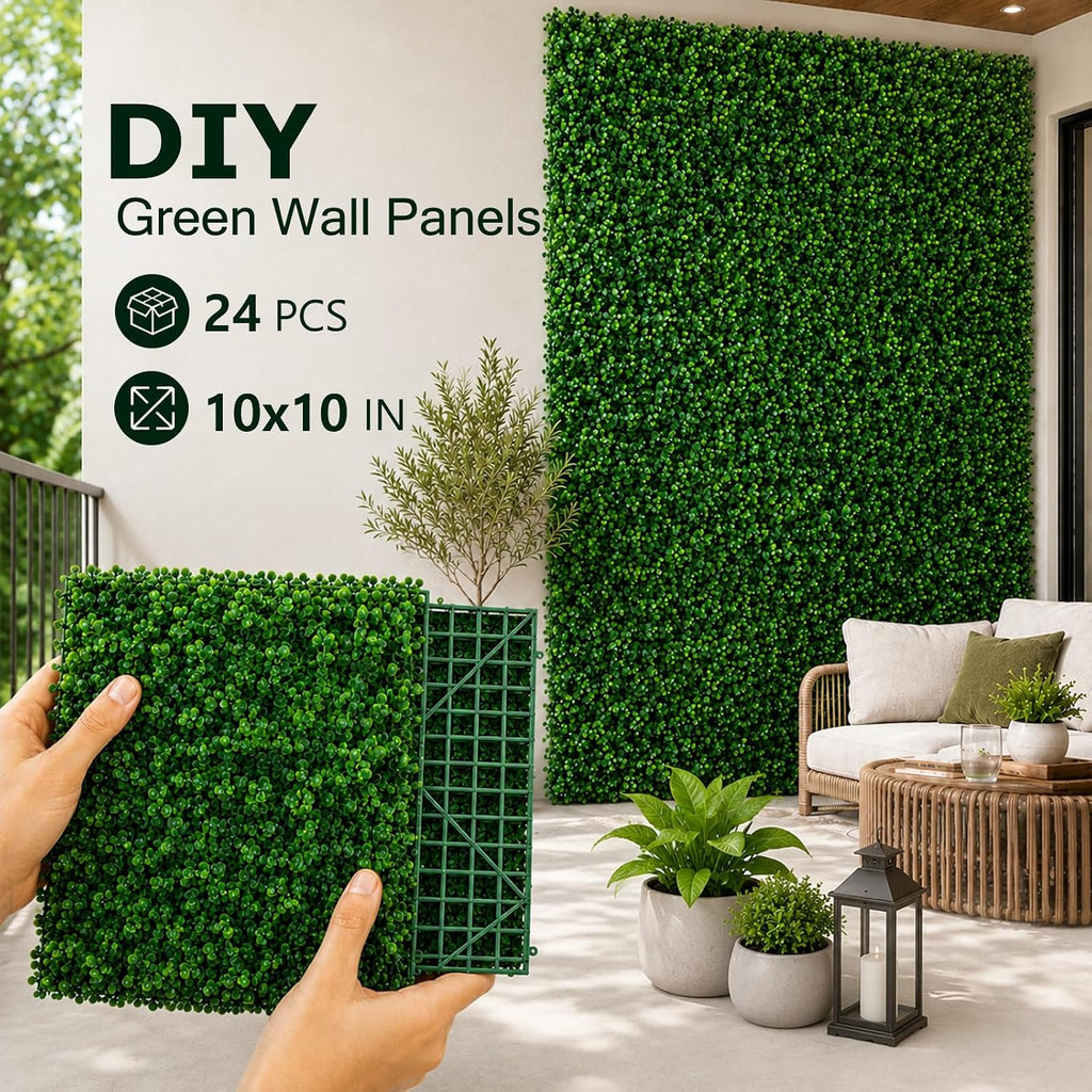 Artificial Grass wall Panel 24P 10x10 Boxwood Greenery Backdrop
