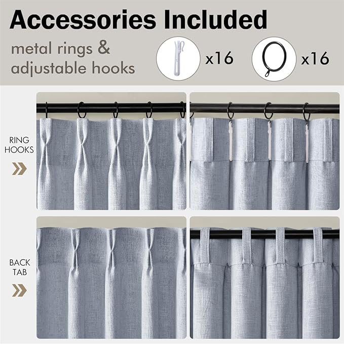 MIULEE Pinch Pleated Thick Linen Curtains 90 Inches Long 2 Panels - Image 8