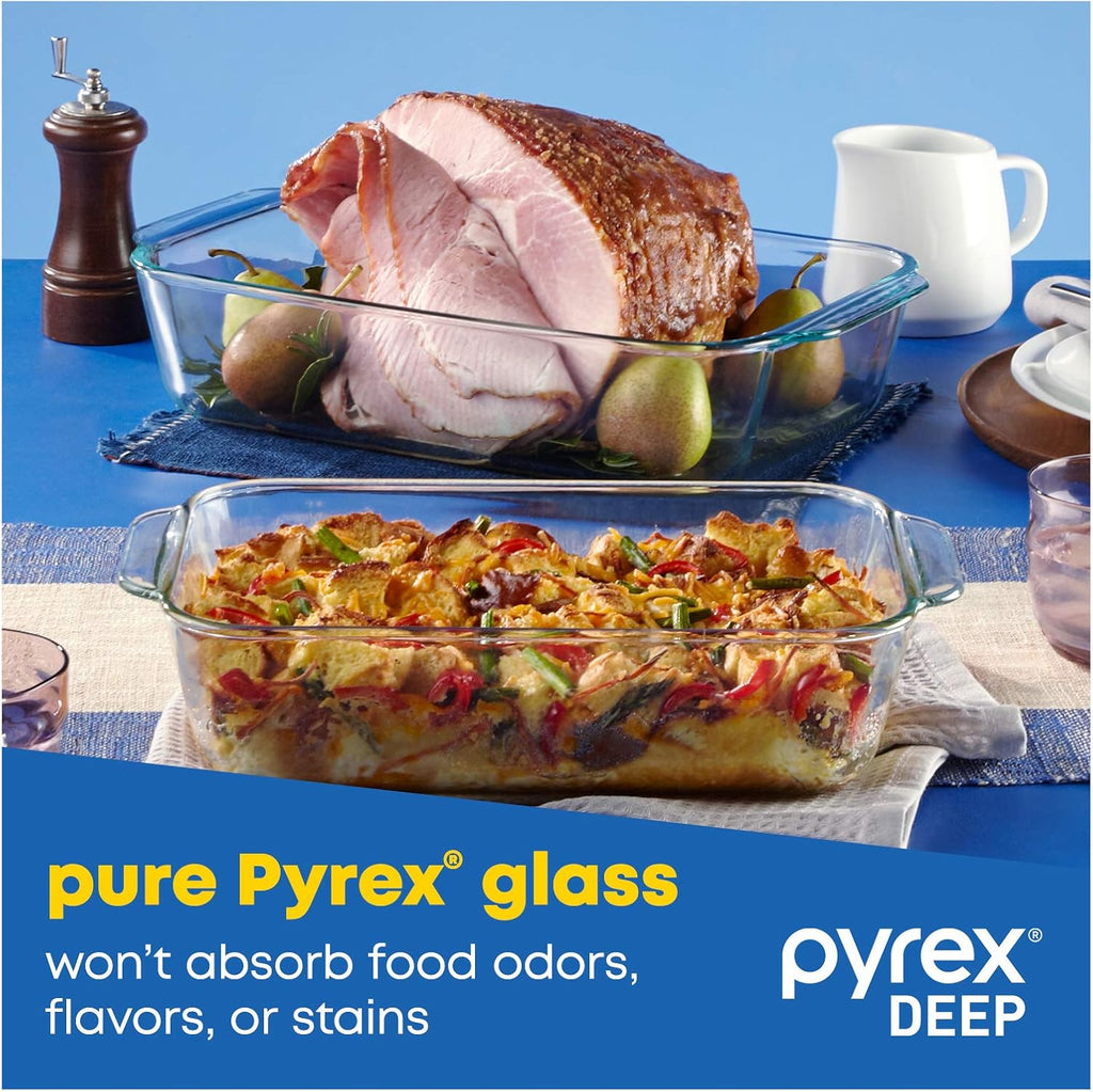 Pyrex Deep 3-Pack Glass Baking Dish Set (9"x13", 7"x11", 8"x8")