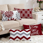 Hexagram Geometric Burgundy Pillow Covers 12x20 Set of 4, Decorative Outdoor - Image 5