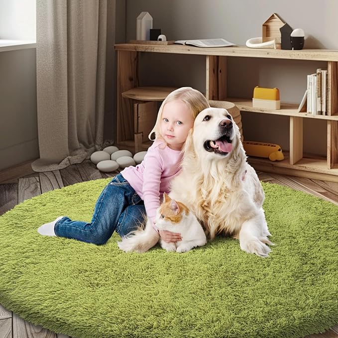 Super Soft Circle Rugs for Girls Princess Castle Toddlers Play Tent 4 Diameter by Junhejiamei