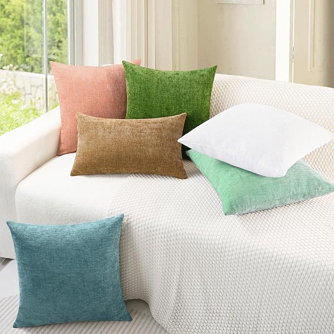 CaliTime Throw Pillow Covers Decorative 24 X 24 Inches Pack of 2 Cozy Chenille - Image 4