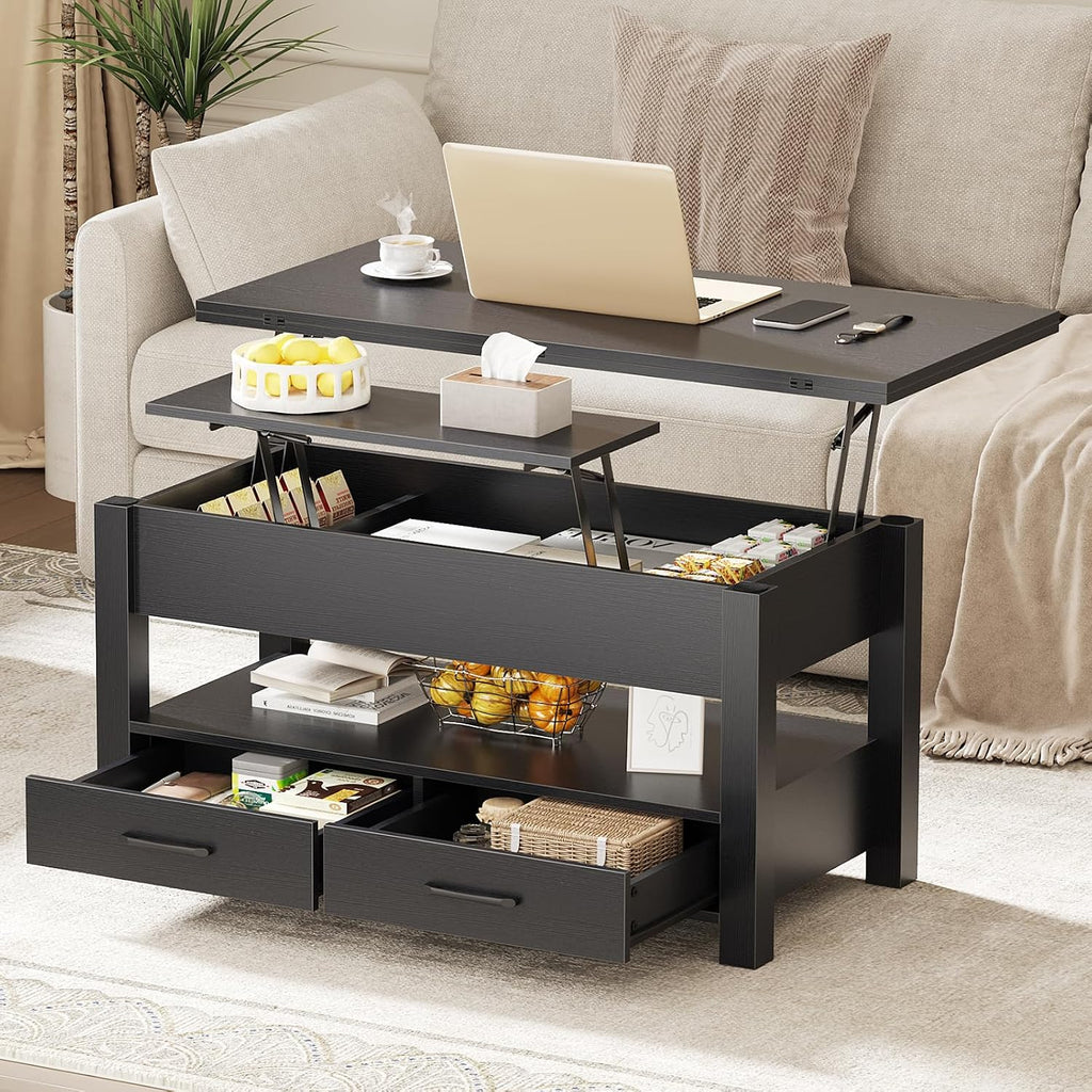 DUMOS 39.4" Convertible Lift Top Coffee Table, 4 in 1 Multifunctional Table