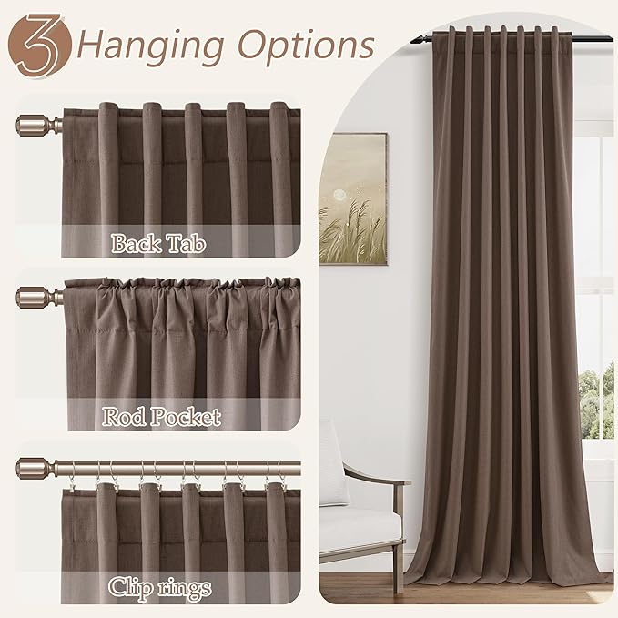Guken 100% Blackout Curtains 108 Inch Length 2 Panels Set - Image 6