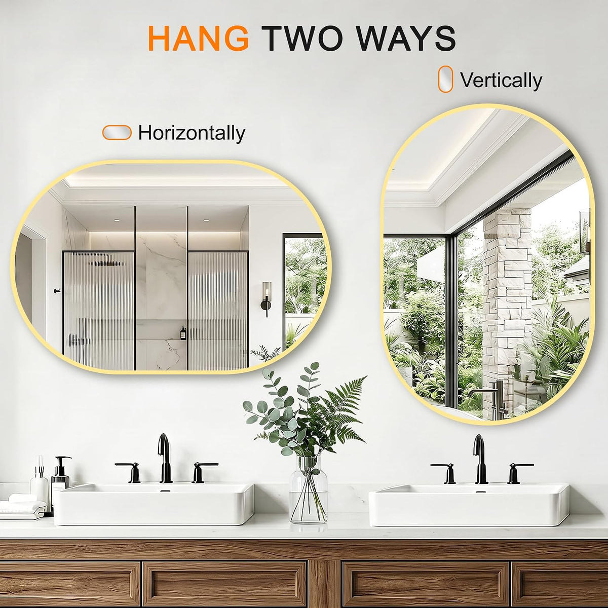 Oval Bathroom Mirror, 2 Pack 20"x30" Gold Vanity Mirror for Over Sink