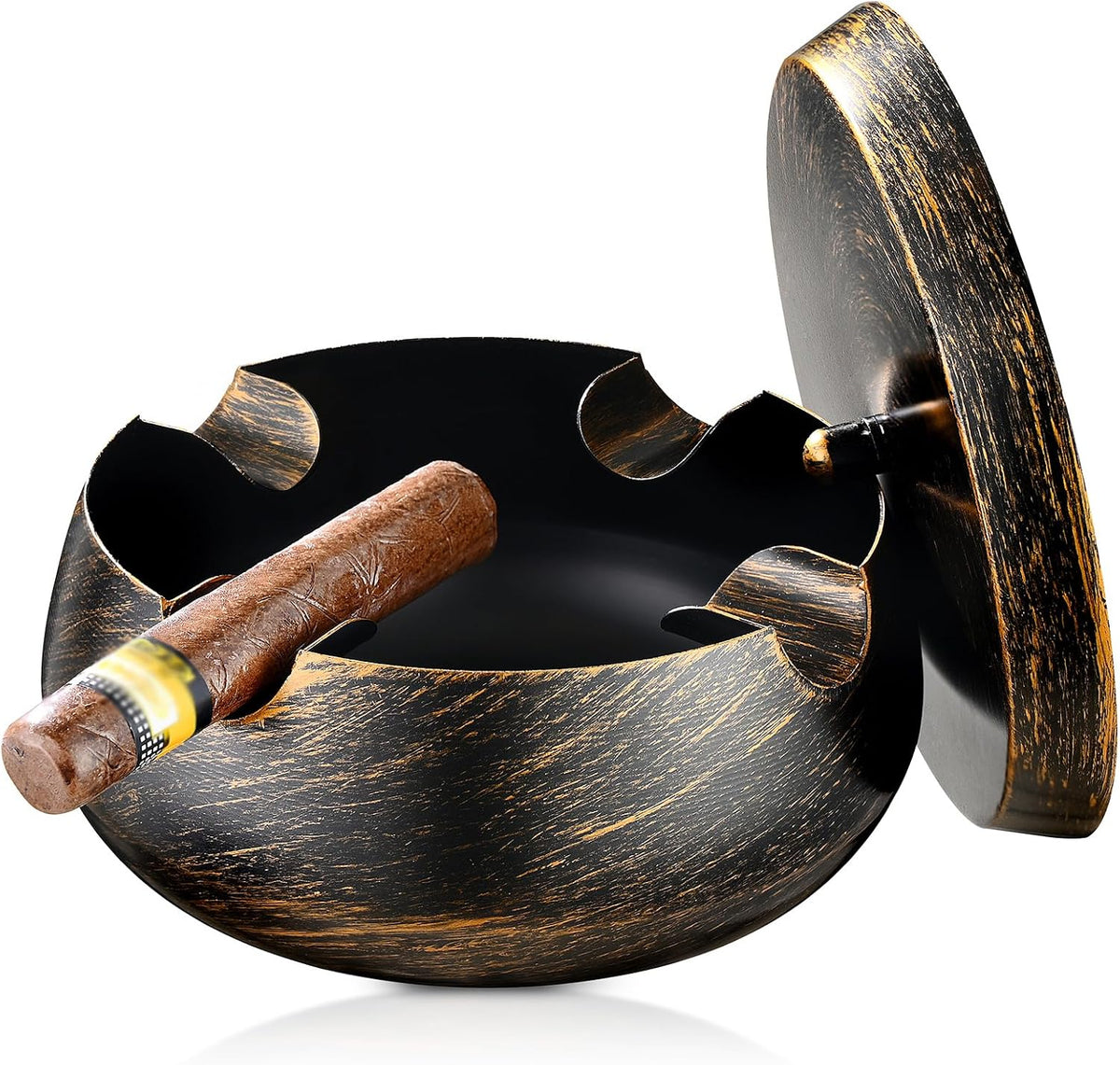 Extra Large Cigar Ashtrays with Lid for Outdoors Indoors Outside Patio Living Room Home Retro Decor,1.3'' Wide Cigar Rest Ashtray for Cigars,Cigar Accessories for Men Dad Husband Boyfriend