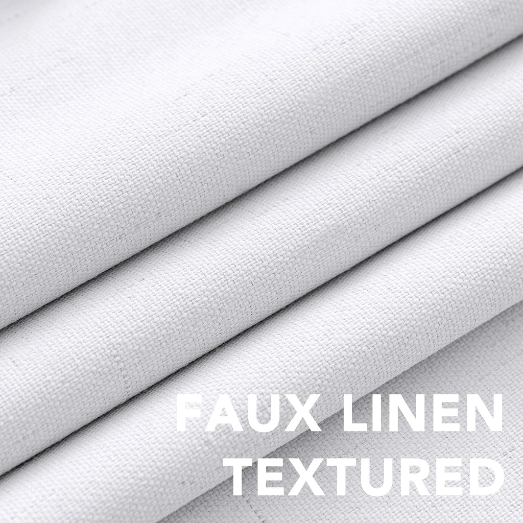 H.VERSAILTEX 100% Blackout Linen Curtains 84" L 2 Panels Bright White