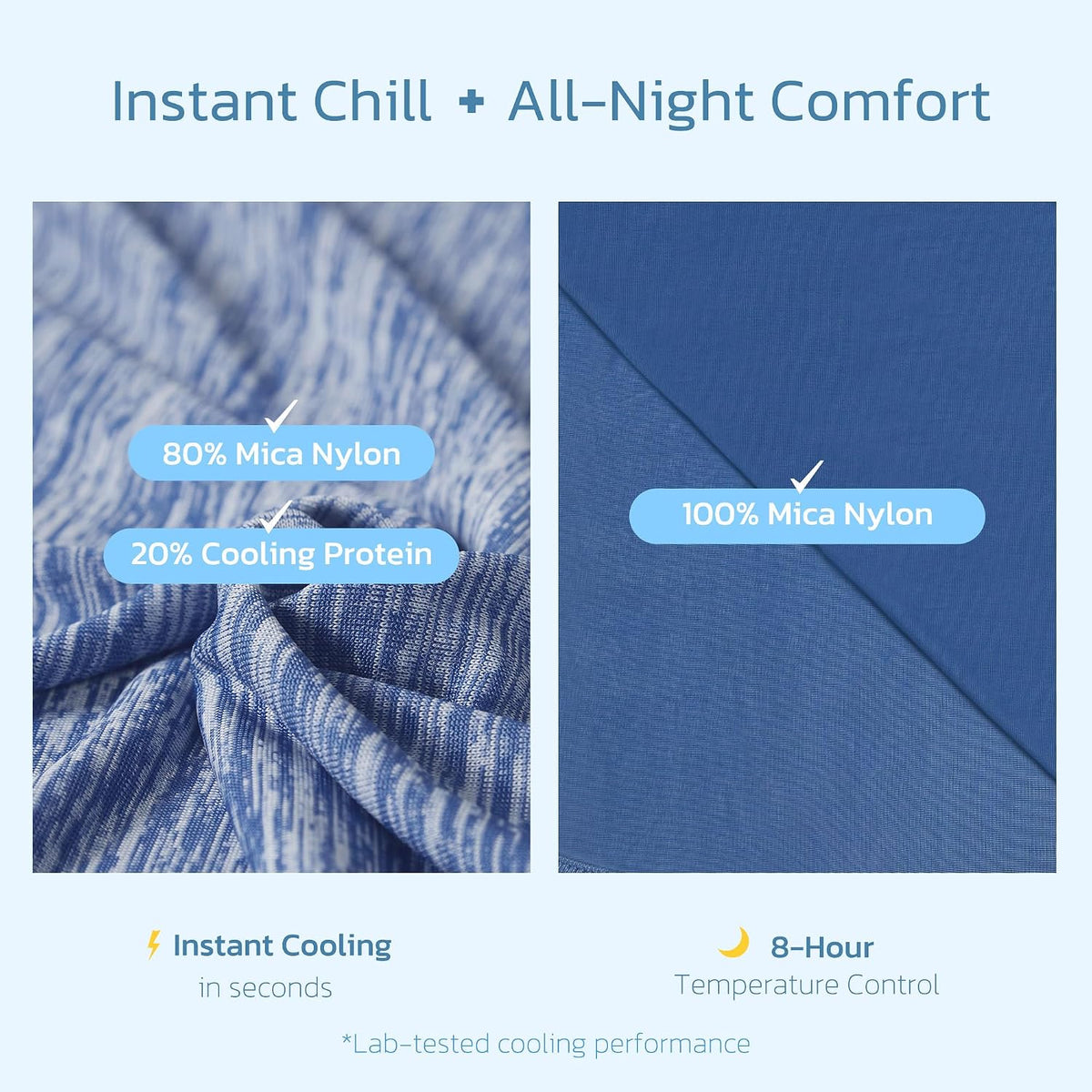Cooling Blanket Queen Size for Hot Sleepers, Q-Max >0.4, 90 x 90 Inch, Blue