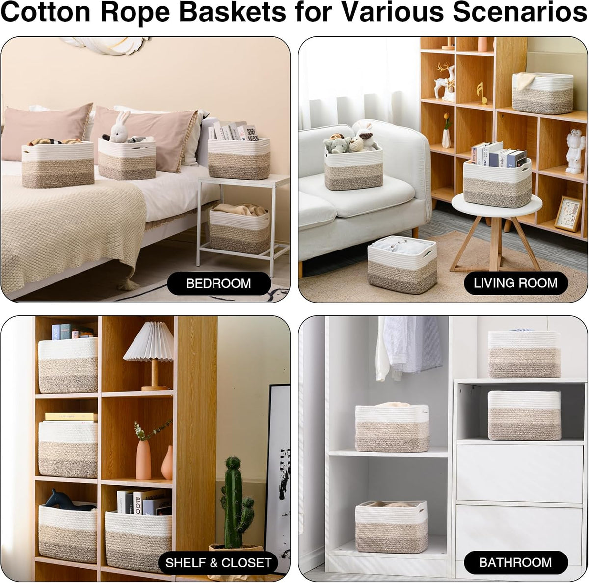 Storage Baskets Bins for Organizing 12.7×9.1×7.9 Gradient Brown
