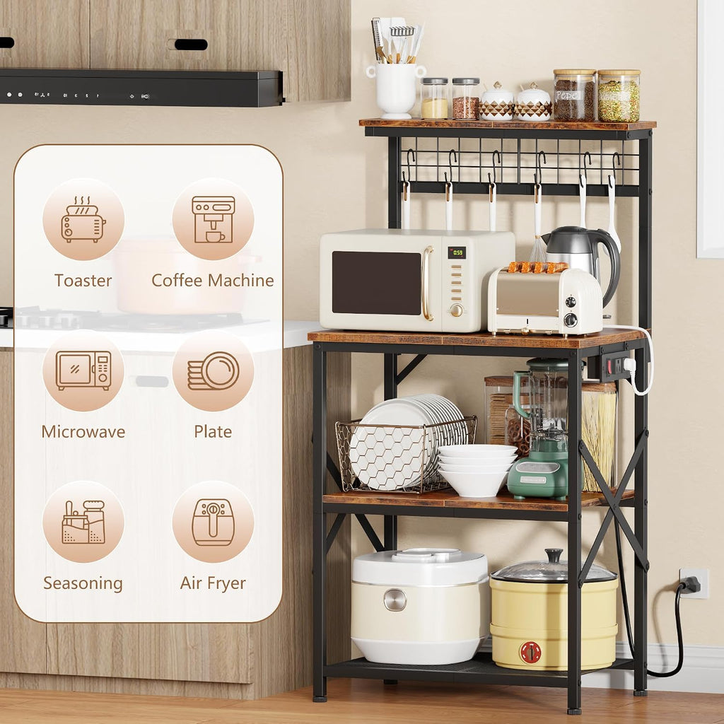 Furologee Kitchen Bakers Rack with Power Outlet, 22-Inch Microwave Stand
